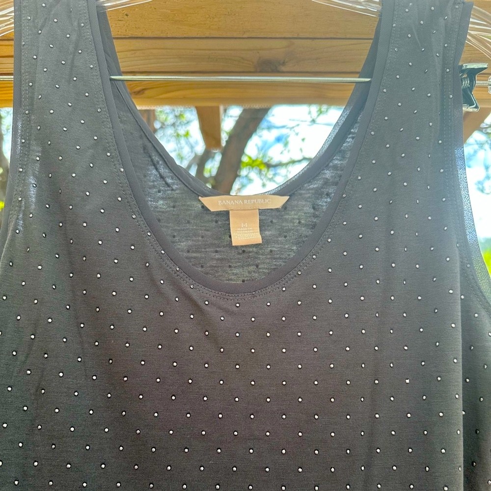 Banana Republic NWOT Charcoal Embellished “Metal” Beaded Sleeveless Top Blouse
